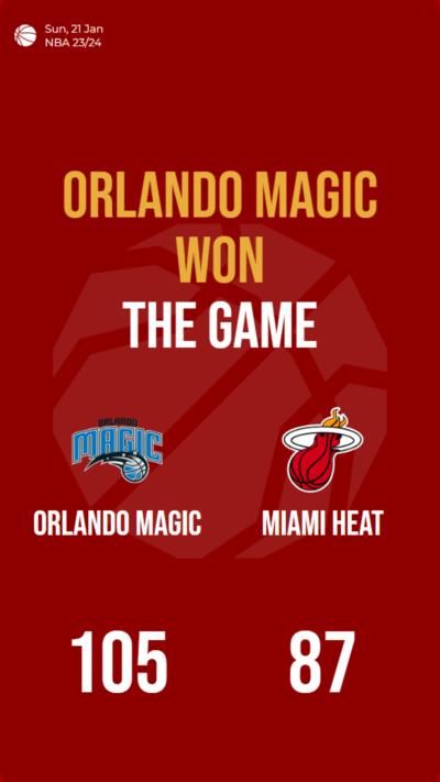 Orlando Magic dominates Miami Heat in NBA victory, scoring 105-87