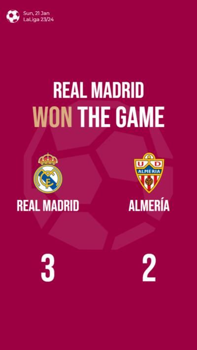 Real Madrid secures a thrilling victory over Almería in LaLiga