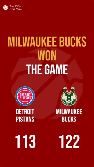 Milwaukee Bucks triumph over Detroit Pistons in NBA match