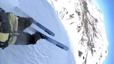 Watch skier make amazing recovery after the snow literally falls away beneath his feet