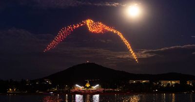 First look: Hundreds of drones light up the sky over Lake Burley Griffin