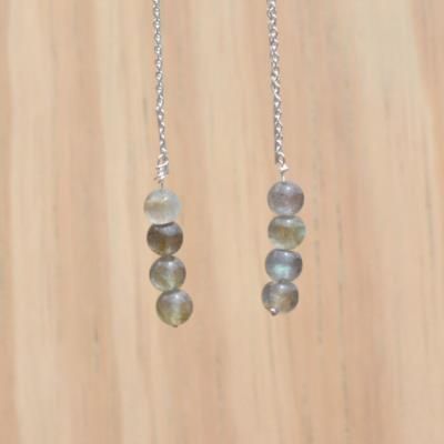 Mystical Labradorite Threader Earrings Unveiled, Capturing Essence of Enchantment!