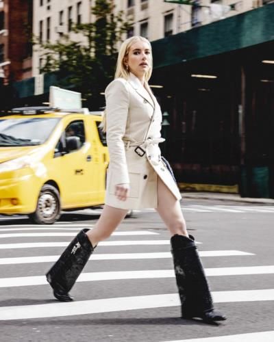 Emma Roberts Stuns in Bold Black Fashion Photoshoot on Instagram