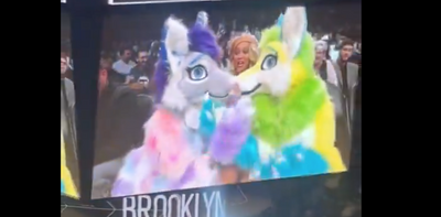 Tyra Banks seemed kind of creeped out by the furries sitting next to her at the Nets – Knicks game