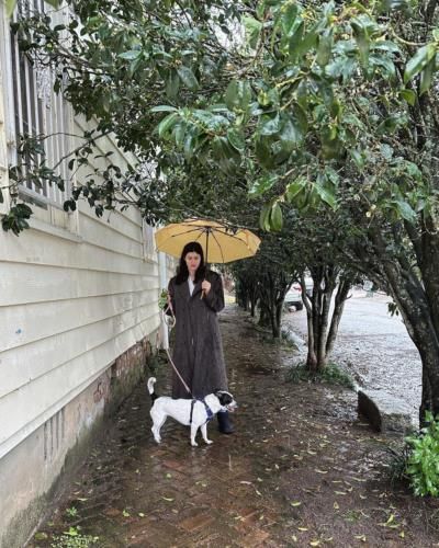 Alexandra Daddario: A Stylish Stroll in Winter Rain