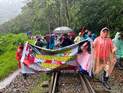Machu Picchu Protesters Block Tourist Train Tracks