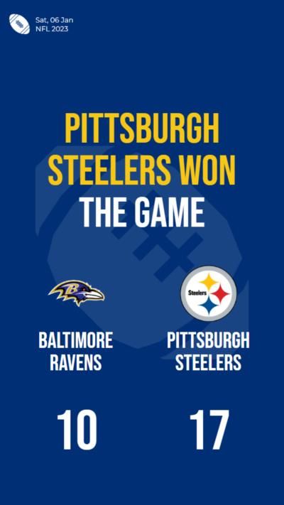 Pittsburgh Steelers defeat Baltimore Ravens with a score of 17-10