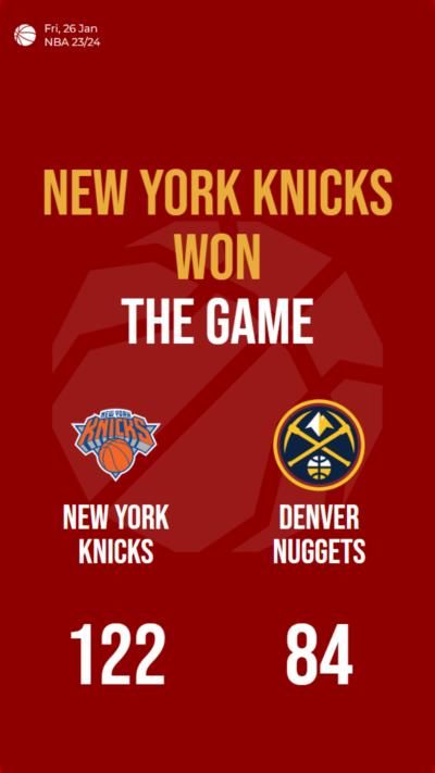 New York Knicks dominate Denver Nuggets with a 38-point victory