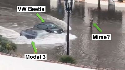 Watch A Tesla Model 3 Casually Blast Through A Flooded Street In San Diego