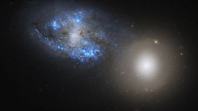 Hubble Space Telescope's view of a galactic collision gets turned into beautiful song