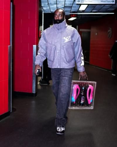 James Harden's Stylish Arrival Showcases Fashion and Signature Footwear