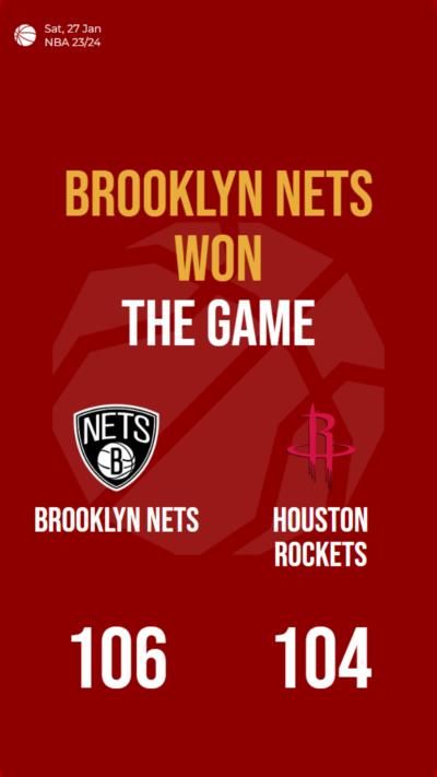 Brooklyn Nets triumph over Houston Rockets in a close match