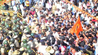 Lowering of saffron flag triggers tension in village in Mandya district