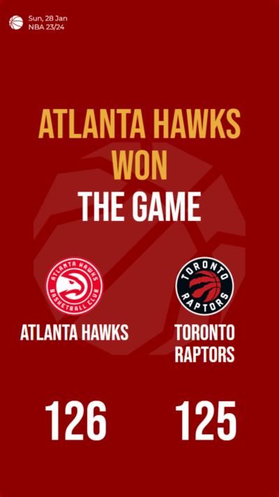 Atlanta Hawks defeats Toronto Raptors in a high-scoring NBA matchup