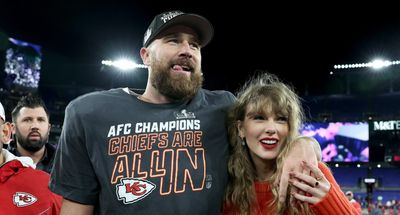 Mics picked up Taylor Swift’s heart-melting message to Travis Kelce after the Chiefs’ AFC title win