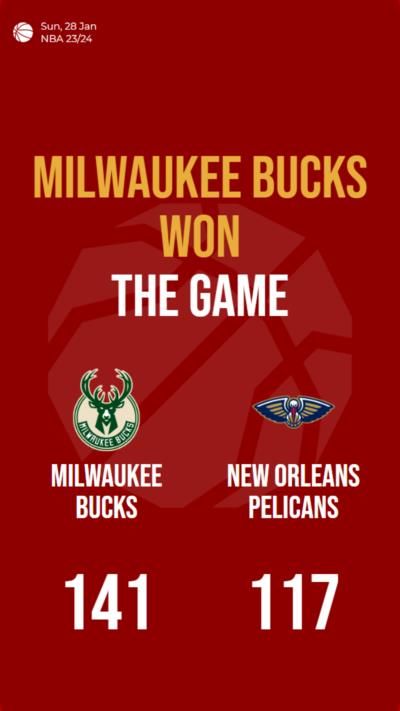 Milwaukee Bucks dominate New Orleans Pelicans with a 141-117 victory