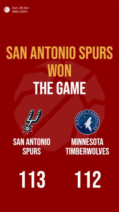 San Antonio Spurs edge out Minnesota Timberwolves in thrilling victory
