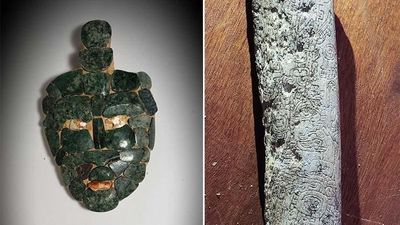 Jade mask depicting Maya storm god unearthed in royal tomb in Guatemala