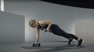 Build strength and endurance with a four-move dumbbell workout from Peloton trainer Jermaine Johnson