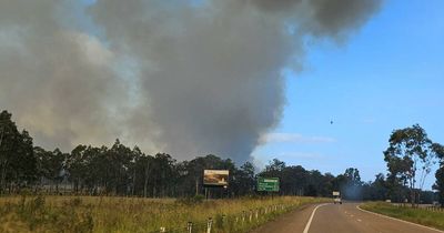 Bushfire burning near Karuah on the Pacific Highway at Port Stephens