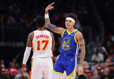 Watch: Warriors’ Lester Quinones beats buzzer with half-court shot vs. Hawks