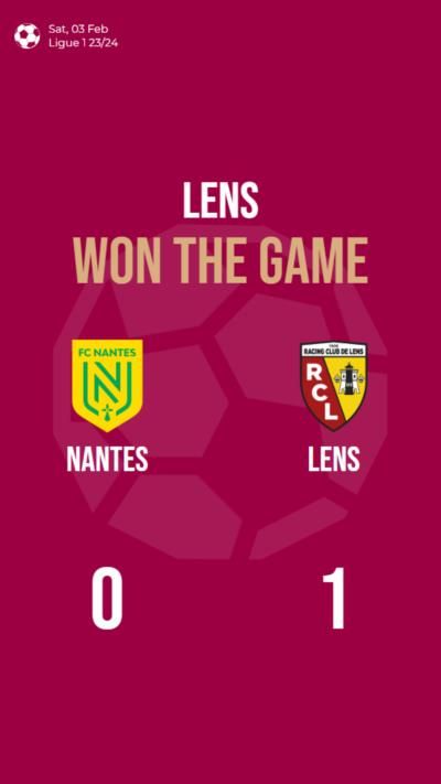 Lens emerged victorious with a 1-0 win against Nantes