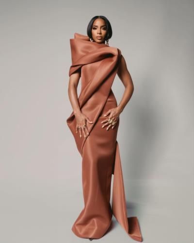 Kelly Rowland Shines in Sophisticated Caramel Dress on Red Carpet