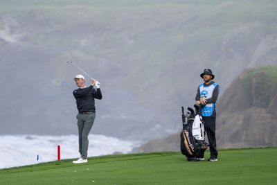 As the AT&T Pebble Beach Pro-Am was in a delay, Ben Griffin pitched a closest-to-the-pin contest on the famous 7th hole