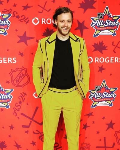 David Pastrnak Dominates All-Star Weekend Runway in Yellow and Black