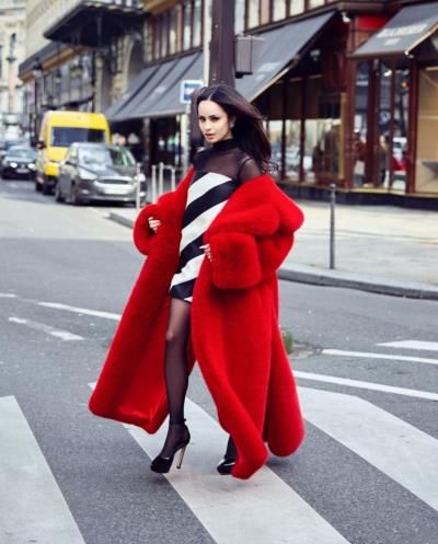 Sofia Carson: Effortlessly Elegant in Red Fur and Chic Contrasts