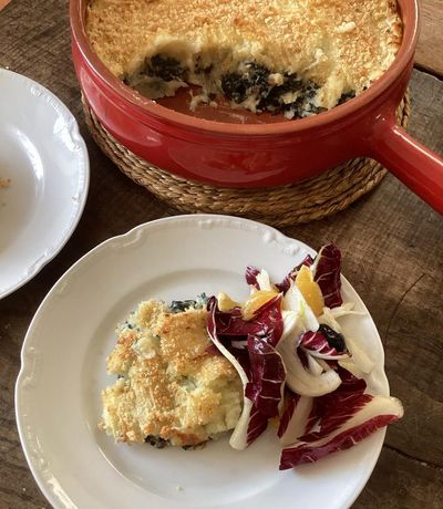 Rachel Roddy’s recipe for potato, cavolo nero and bechamel bake