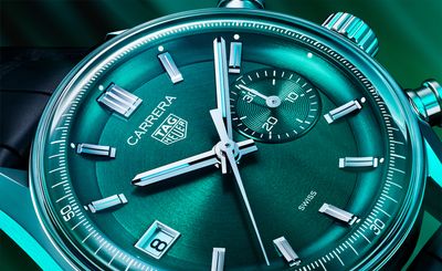 Tag Heuer rethinks a classic with teal green Carrera Glassbox watch