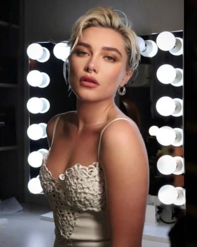 Florence Pugh Shines in Elegant White Outfit at Makeup Room