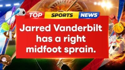 Lakers forward Jarred Vanderbilt sidelined for weeks with midfoot sprain
