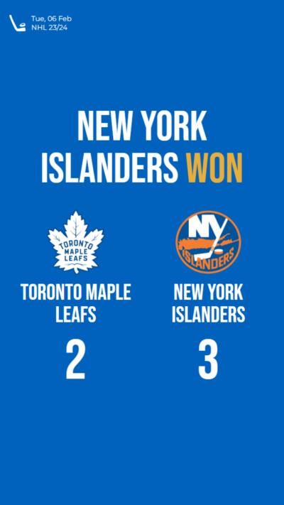 New York Islanders defeat Toronto Maple Leafs in close game