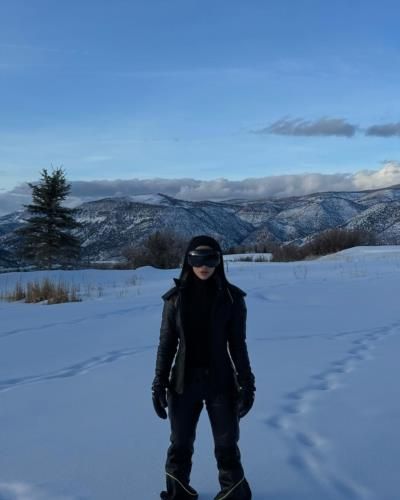 Kim Kardashian's Stylish Winter Look: Sleek Black Ski Gear and Goggles