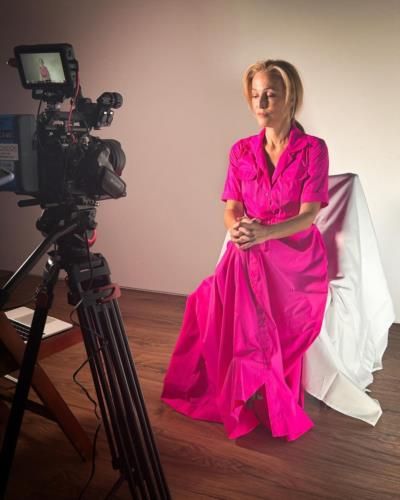 Gillian Anderson's Effortless Elegance: A Pink Fashion Statement