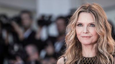 Michelle Pfeiffer's rustic farmhouse kitchen cabinet color has stress-relieving qualities, say experts