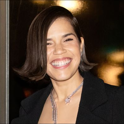America Ferrera Shimmers in a Knit Chanel Dress and Falling Star Necklace