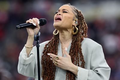 Watch Andra Day’s amazing 2024 Super Bowl performance of Lift Every Voice and Sing
