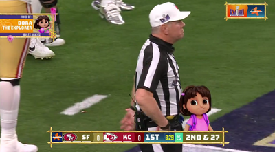 Dora the Explorer explaining rules during Nickelodeon’s Super Bowl broadcast had fans making jokes