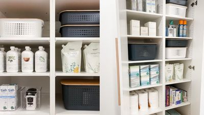 How to organize a bathroom closet with too much stuff