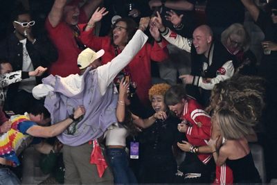 Taylor Swift’s Super Bowl suite erupted after the Chiefs sealed their overtime win