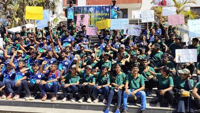 Forestry students, graduates stage a protest in Shivamogga