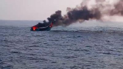 11 fishermen rescued after their boat catches fire off Uppada coast in Kakinada district of Andhra Pradesh