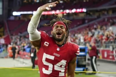 Fred Warner's Wife Sydney Cheers Him On During Super Bowl