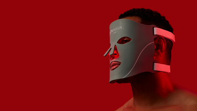 The Omnilux Men LED face mask specifically targets male skincare needs