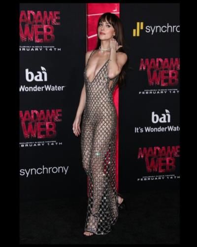 Dakota Johnson stuns in see-through Gucci dress at movie premiere