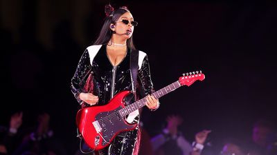 “I imagined a chrome red, I love a good texture”: Fender reveals specs and more details of H.E.R’s custom Super Bowl Stratocaster – and we officially want one