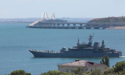 Ukrainian forces destroy large Russian landing ship off Crimea – as it happened